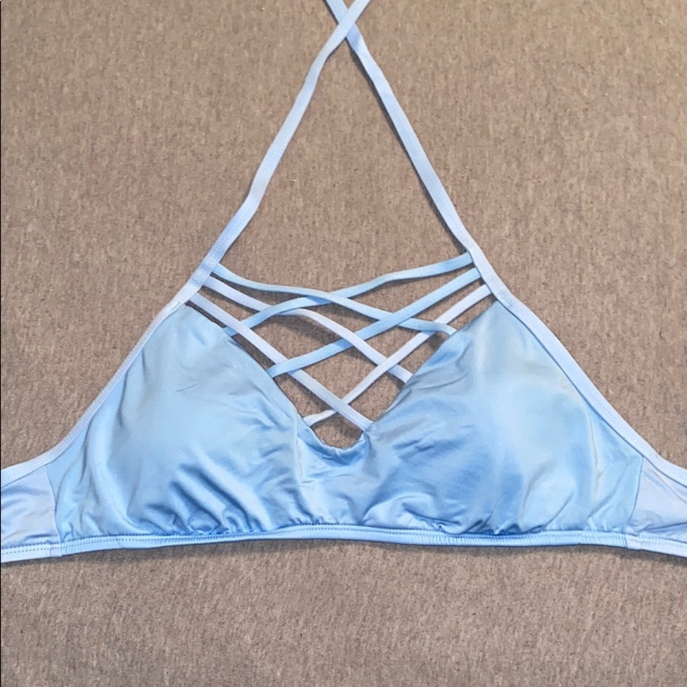 light/baby blue bikini top